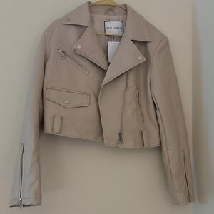 Azalea Wang Women's Beige Leather Moto Jacket